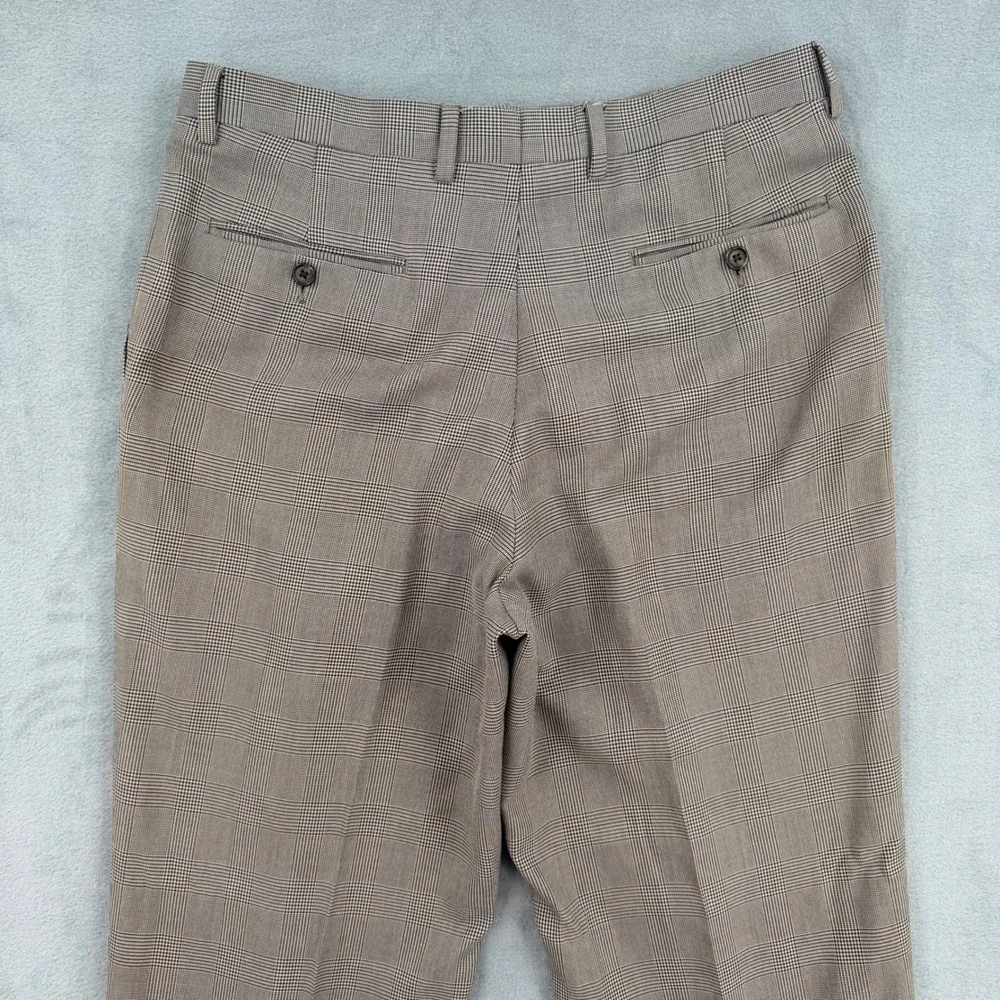 Ralph Lauren Mens 34x32 Gray Glen Plaid Pleated Cuffed Dress Pants Trousers